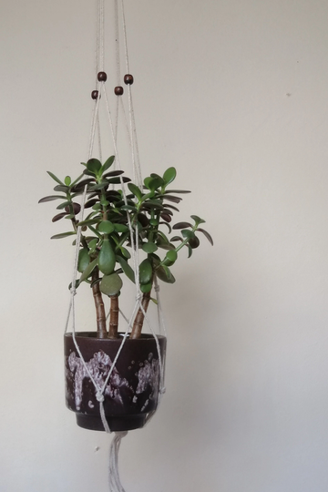 Hand Made Macrame Plant Hanger Flower Pot Holder Hanging Cotton & Bead Rope 90cm