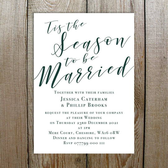 Festive Tis The Season Wedding Invitations