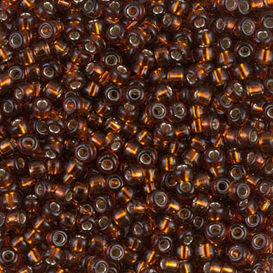 Seed Bead 8-5 Miyuki Beads 8/0 Silver Lined Dark Topaz 10 Grams Diy