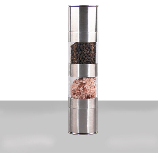 Benobby Kids - Pepper Mill, Manual Salt Mill, 2 in 1 Spice Mills, Adjustable Grain Size, Brushed Steel Salt and Pepper Grinder with Built-in Ceramic,