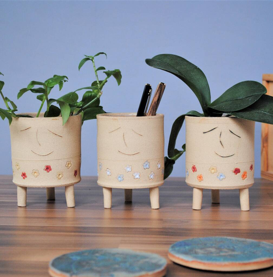 Personalised Ceramic Planter With Flower Print