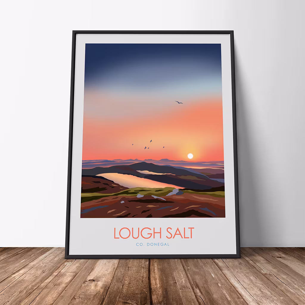 Lough Salt Co Donegal Travel Print, Wild Atlantic Way, Irish Art, Art Prints, Ireland, Graphic Ireland Poster