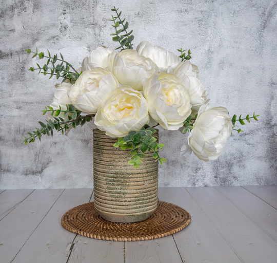Terrane Vase Planter, Rustic Plant Pot, Ribbed Indoor Planter