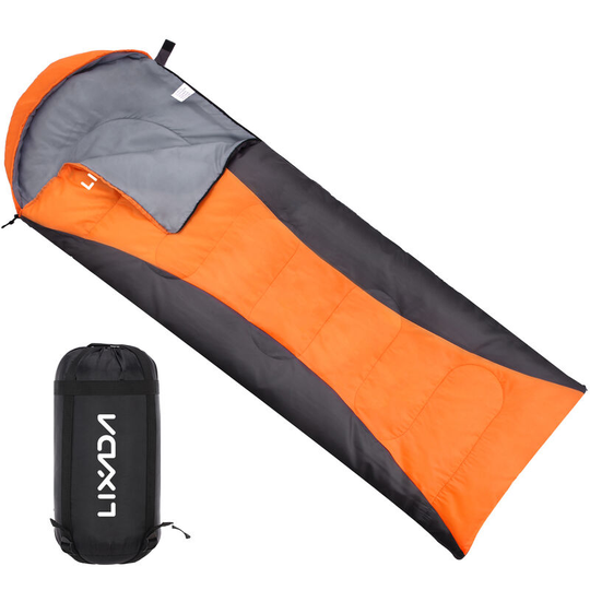Sleeping Bag for Adults Boys and Girls 4-Season Camping Warm Sleeping Bag Waterproof with Storage Bag for All Season Camping, Orange & Grey&1300g