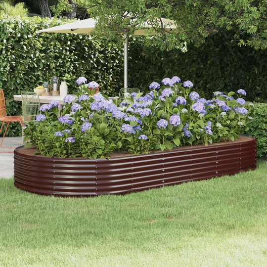 Asupermall - Garden Planter Powder-coated Steel 296x140x36 cm Brown