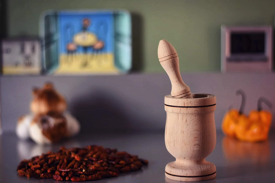 Small Mortar & Pestle Made Out Of Beech Wood