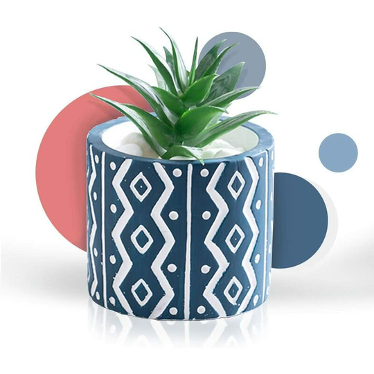 Flower Plant Pot - 4.7' Cement Pots with Drain Hole Modern Decorative for Indoor Planters