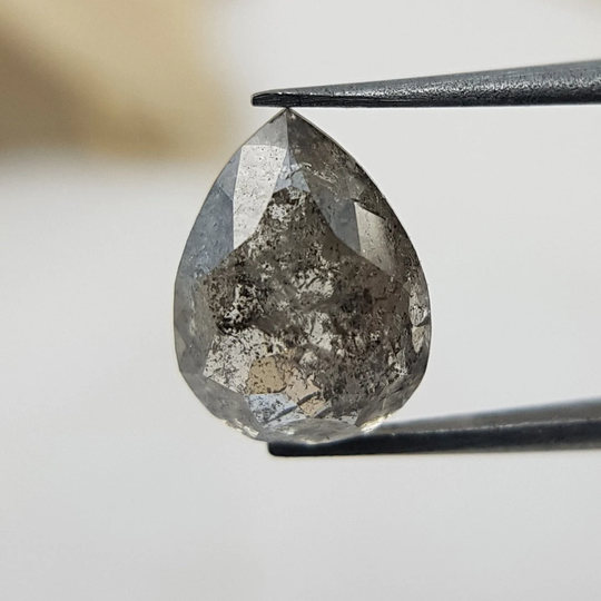 1.40 Ct Pear Salt & Pepper Diamond | Loose For Sale Natural Gray Engagement Ring , Wedding Unique