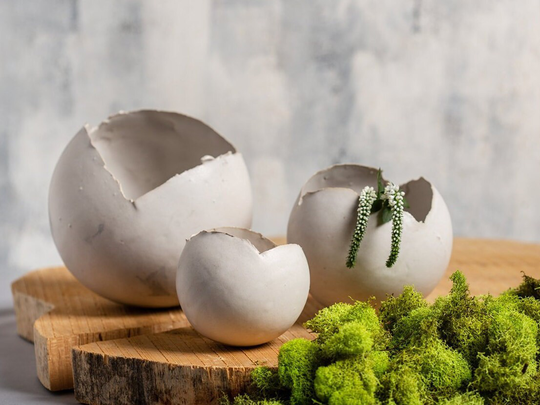 Set Of 3 Round Eclectic White Ceramic Planters, Handmade Pottery Planters Pots For Indoor