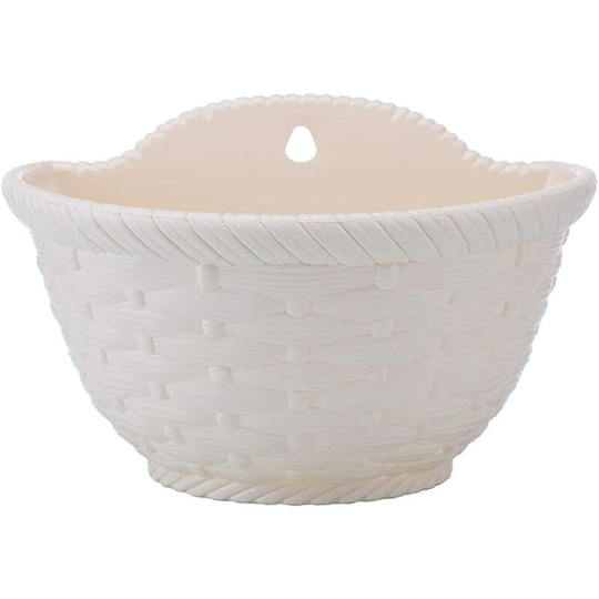 2 Pcs Hanging Flower Pots Garden Pots Balcony Planters Semicircle Wall Hanging Bucket Flower Holder for Indoor Garden Home Outdoor Decor Beige l