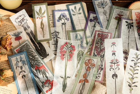 Botanical Washi Strip, Floral Stickers, Antique Flower Plant Vintage Washitape