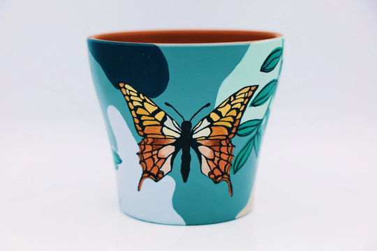 Butterfly Garden Pot | Hand Painted Plant Indoor Outdoor Planter Large 6