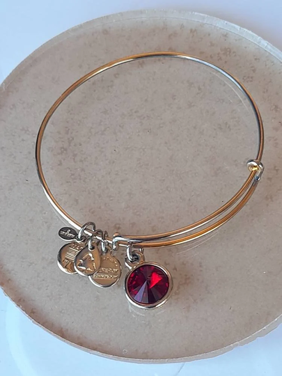 Alex & Ani Light Siam Birthstone Charm Bangle Bracelet