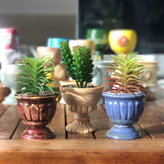Set Of 3 Succulent Pots | Three Planters Classic Style Clay Succulent Set Cactus & Planter