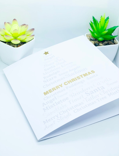 Christmas Tree Cards | Card Word Contemporary Words Seasons Greetings Holidays