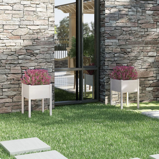 Asupermall - Garden Planters 2 pcs White 50x50x70 cm Solid Pinewood