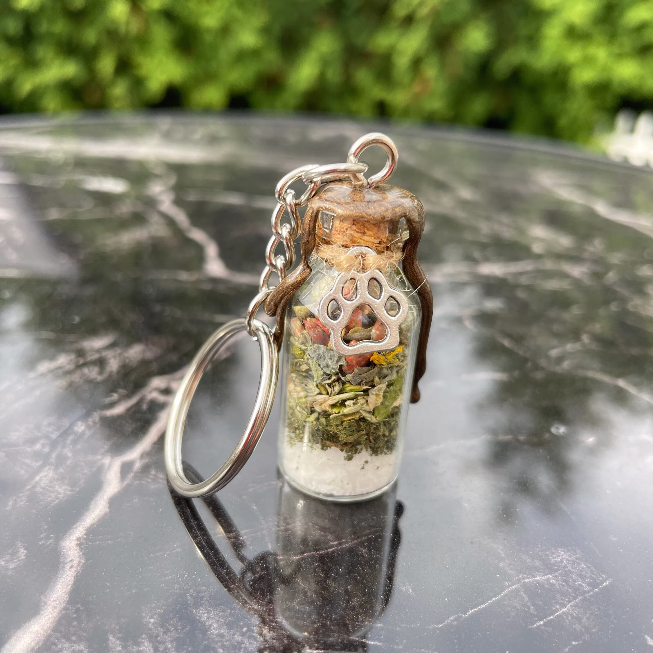 Connect To Pet Crystal Jar Keychain ~ Unakite Bottle Miniature Handmade Goods