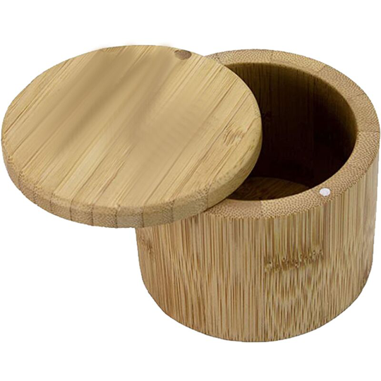 Totally Bamboo Salt Cellar Bamboo Storage Box with Magnetic Swivel Lid,Salt Engraved on Lid French