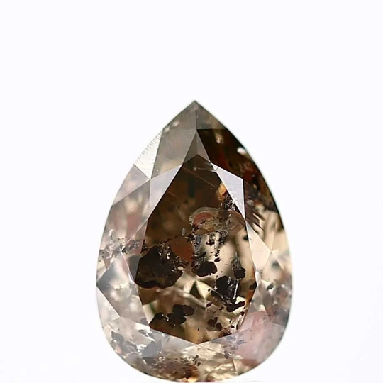 2.09 Carat Natural Salt & Pepper Diamond Pear Cut Brown Color For Engagement Ring