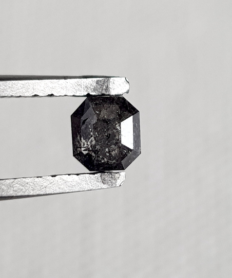 0.42Ctw/4.3mm Clear Black Ascher Cut Shaped Salt & Pepper Rose Loose Diamond, Faceted Diamond For Ring, Dds711/20