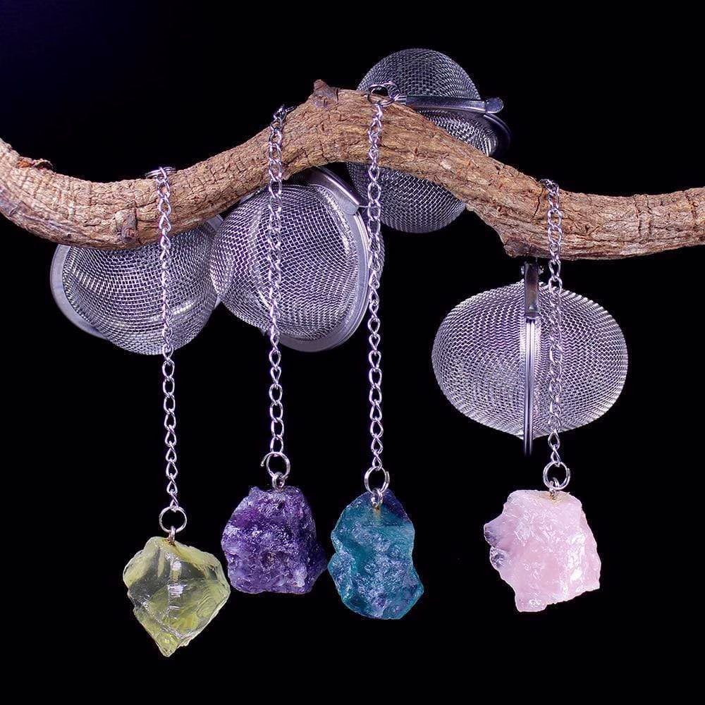 Aventurine Crystal Tea Filter - Reusable Loose Leaf Ball Infuser Stainless Steel Strainer