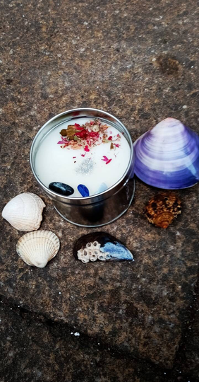 Anti Anxiety Spell Candle Relaxation Aromatherapy Essential Oils Soy Wax Rose Geranium Lavender Vanilla Crystals Petals Herbs Witch