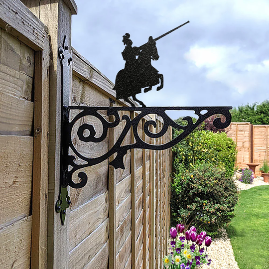 Jousting Ornamental Hanging Bracket - Contemporary Basket Wall Mounted Decorative Garden Black