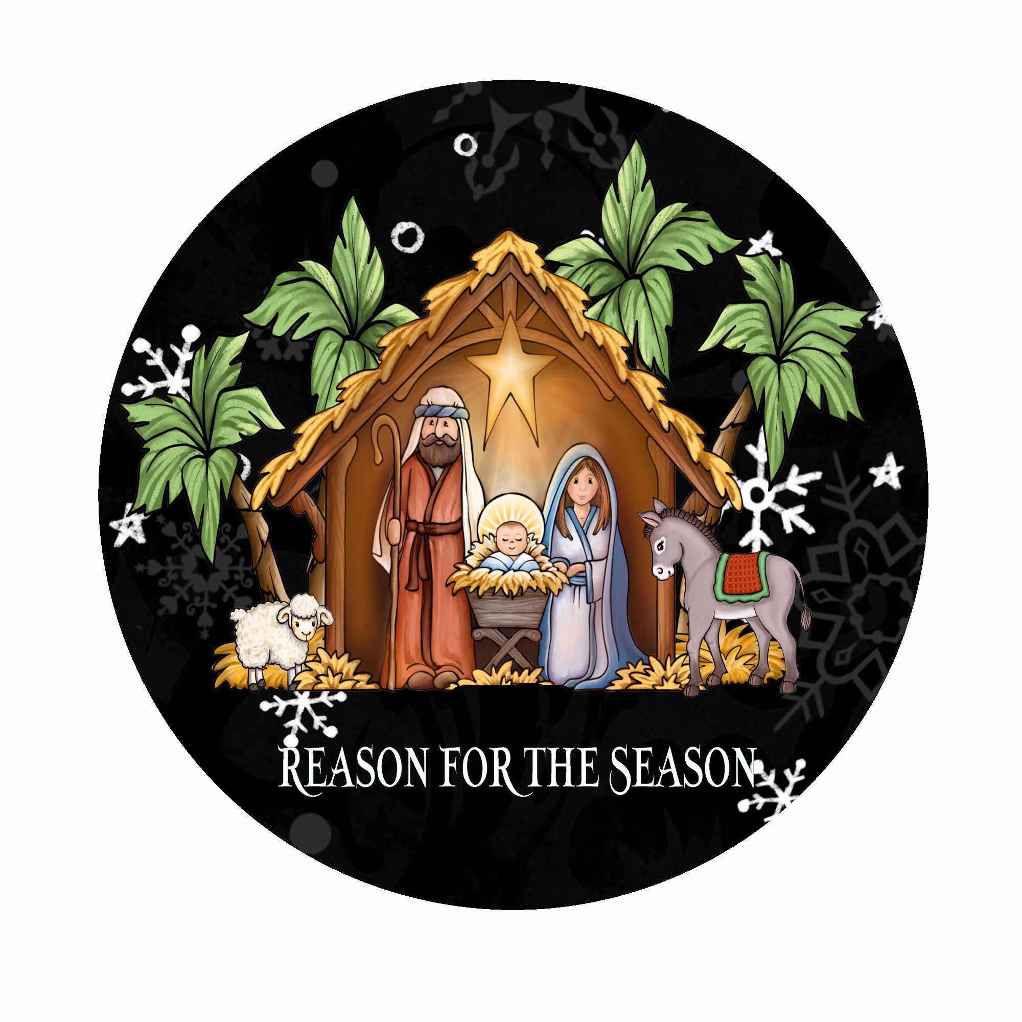 Reason For The Season Wreath Sign, Attachment, Metal Christmas Sign