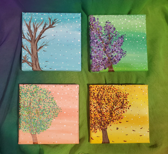 A Quadriptych Seasonal Wall Paintings