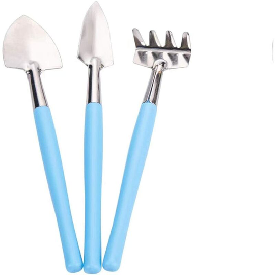 Echoo - Gardening Tools, a Set of 3, Hand Shovel, Iron Spade Shovel Rake for Garden Plants Care House Plants Flower Pot Cactus Vegetables Indoor