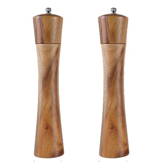 Salt and Pepper Grinders Set, Acacia Wooden Salt and Pepper Mills Shakers Kit Ceramic Rotor 2pcs 10 inch (color box)