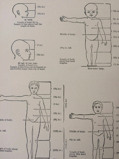 1925 Original Antique Matted Anatomical Print - Proportions Of A Healthy Child's Body Medical Decor Medicine Paediatrician