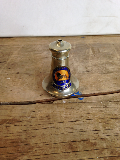 Vintage Epns Crest Ware Small Salt Pot/Cellar Lighthouse Shape - Enamel Badge Says British Empire Exhibition Wembley 1924 Good Condition
