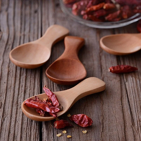 10Pcs Mini Kitchen Spoons Seasoning Spoon Coffee Scoop Small Wooden Salt Spice Short Handle Wood Accessories