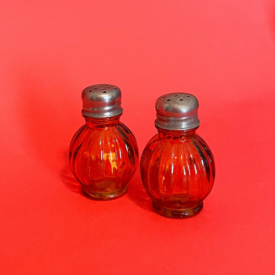 Decorative Brown Glass Round - Salt & Pepper Shakers Vintage