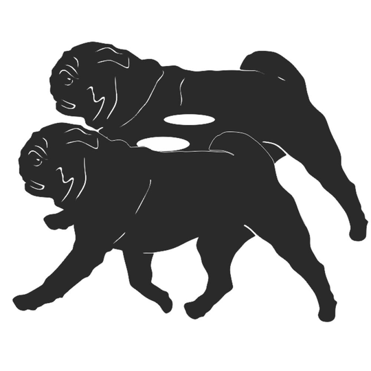 Pug Garden Planter - Metal Outdoor Black Ornament