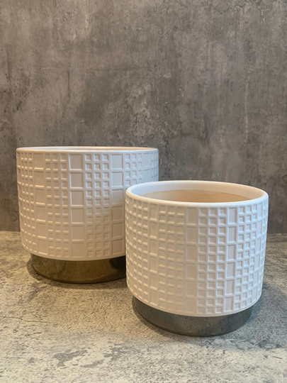 White Mesh Metallic Planters - Sagebrook Home