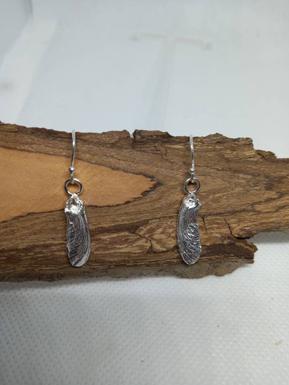 Silver Sycamore/Maple Drops, Single Seed Pod Earrings, Handmade Silver Earrings For Tree & Nature Lover, UK Made