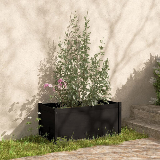 Asupermall - Garden Planter Black 100x50x50 cm Solid Pinewood