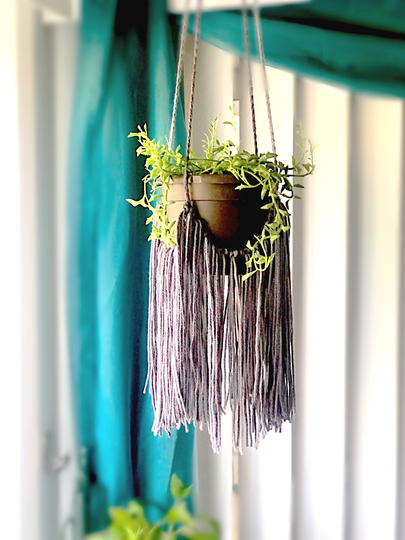 Large Ceiling Plant Hanger, Macrame Fringe Pot Indoor Boho Home Decor