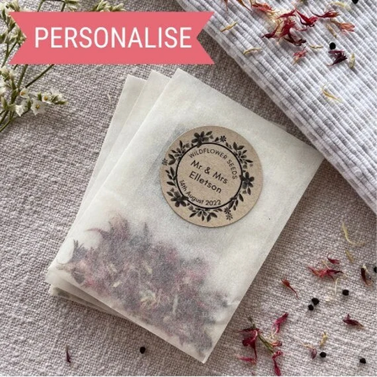 Wedding Favour Seed Packs With Seeds & Biodegradable Confetti Personalised | Wildflower Favours For Party Eco-Friendly