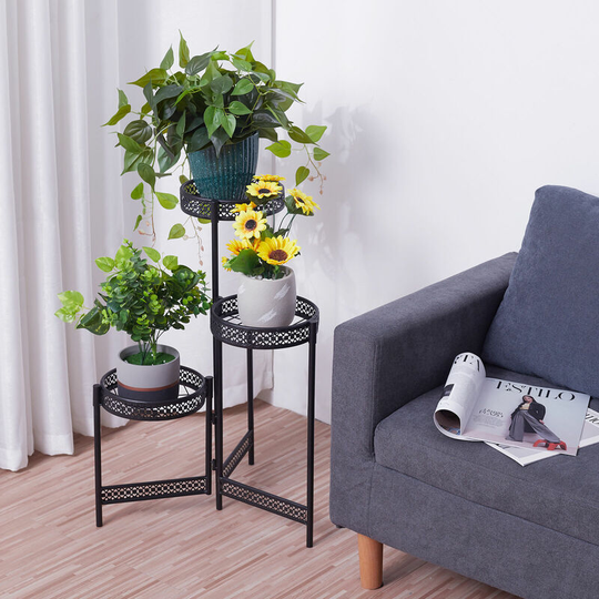 Vintage Cast Iron Free Standing Garden Plant Flower Pot Holder Tall Indoor Decor, Small 51x70cm