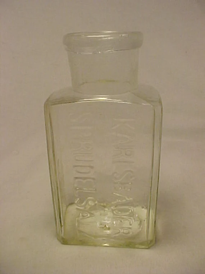 C1850-60S Karlsbader Sprudelsalz German Medicine, Open Pontil Clear Flint Glass Patent Medicine Bottle , Civil War Prop Decor