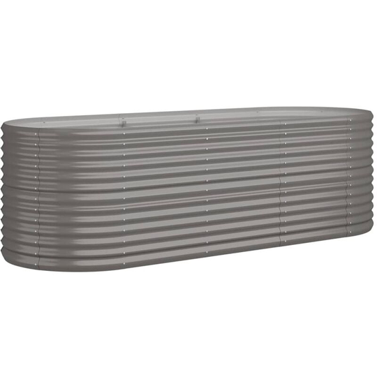 Garden Planter Powder-coated Steel 224x80x68 cm Grey vidaXL - Grey