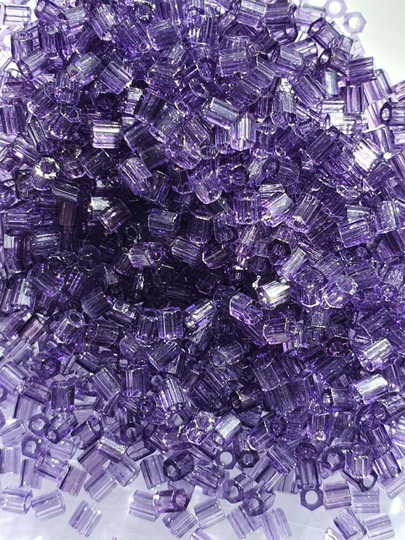 Purple Faceted Glass Seed Beads @ 3mm. 34Gram Bag