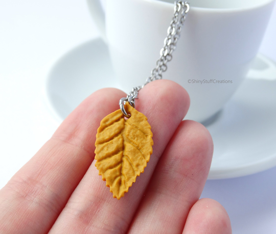 Yellow Autumn Leaf Necklace Nature Seasons Charm Pendant Leaves Foliage Jewelry Lover Gift