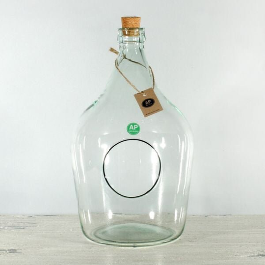 Recycled Glass Demi-John Vase | 28cm Terrarium Container - Cacti, Succulent & Indoor Plants- Fast & Free UK Delivery