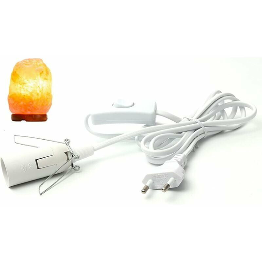 Monly - Salt lamp cord with switch - E14-1.8m - Salt lamp socket, White