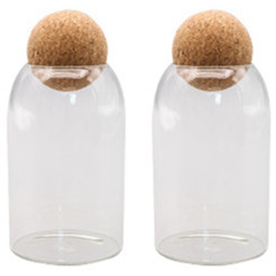 Salt and Pepper Glass Salt & Pepper Shakers with Oak Stopper, Set of 2, Clear 800ml