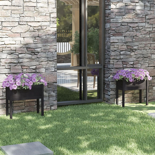 Asupermall - Garden Planters 2 pcs Black 70x31x70 cm Solid Pinewood